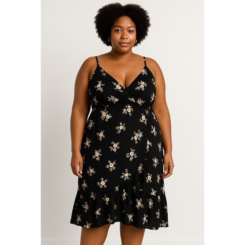 Inspired hearts plus size Floral Black Dress 1X romantic whimsigoth tie back